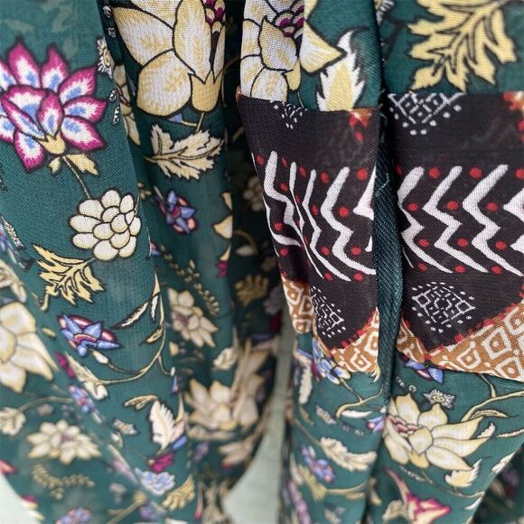 Signature Studio XL Cottagecore Floral Midi Dress Long Sleeve Smocked Neck - Picture 10 of 11